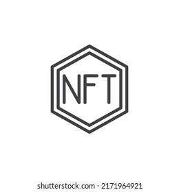NFT coin line icon. linear style sign for mobile concept and web design. Non fungible token outline vector icon. Symbol, logo illustration. Vector graphics