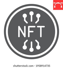NFT coin line icon, unique token and blockchain, non fungible token vector icon, vector graphics, editable stroke outline sign, eps 10