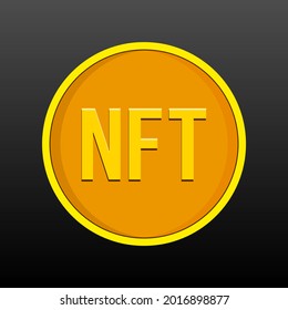 NFT coin vector illustration. Non fungible token icon. Gold digital coin. Isolated on white background