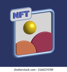 NFT concept 3d illustration. Non-fungible token and digital items with crypto art. Vector stock illustration.