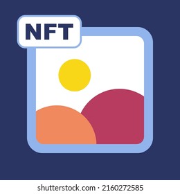 NFT concept flat illustration. Non-fungible token and digital items with crypto art. Vector stock illustration.