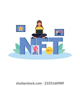 NFT concept. People creating buying and working with crypto art. Non-fungible token auction. Unique masterpieces markets. Persons paying for artworks with phones.	