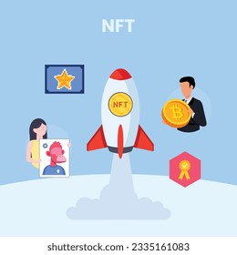 NFT concept. People creating buying and working with crypto art. Non-fungible token auction. Unique masterpieces markets. Persons paying for artworks with phones.	