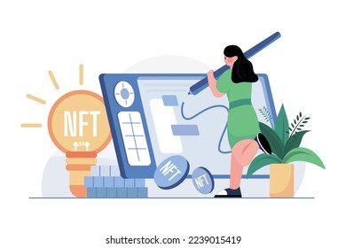 NFT Create Art Illustration concept on white background