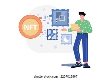 NFT Create Art Illustration concept on white background