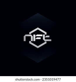 Signo de token creativo de arte criptográfico de NFT. Ilustración de la tecnología Blockchain.