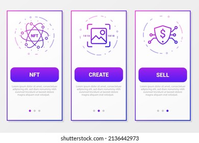 NFT, Crypto Art, Stock Market And Exchange, Trading Platform. Mobile App Mockup Banners. Vector Template For UI, UX Design.