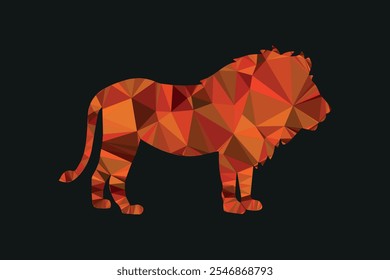 NFT design of lion, Low-poly lion in geometric art, symbolizing power, strength, and leadership. Modern digital design, NFT-ready, trending collectible art piece. Digital design, artwork