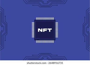 NFT Digital Asset Processor Chip vector illustration