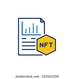 NFT Document with Statistics vector Non fungible Token concept colored icon or sign