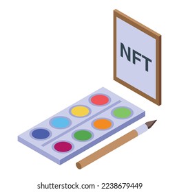 Nft earn icon isometric vector. Online money. Cash laptop