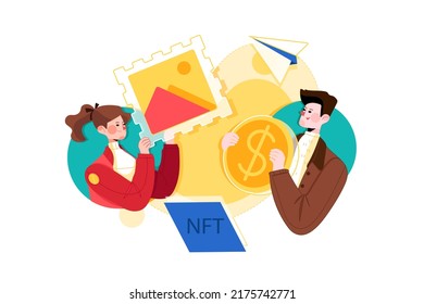 NFT exchange Illustration concept. Flat illustration isolated on white background
