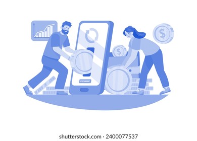 NFT exchange Illustration concept on a white background