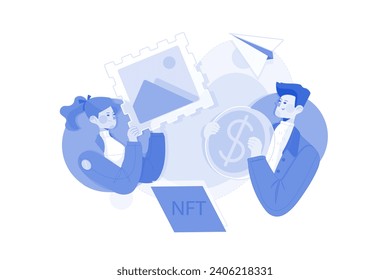 NFT Exchange Illustration concept on white background