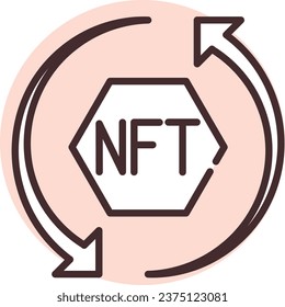 NFT exchange, illustration or icon, vector on white background.