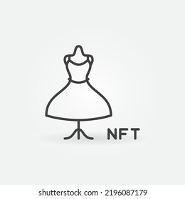 NFT Fashion vector concept line icon - Non-Fungible Token Woman Dress outline symbol