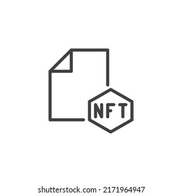 NFT file line icon. linear style sign for mobile concept and web design. Non fungible token document outline vector icon. Symbol, logo illustration. Vector graphics