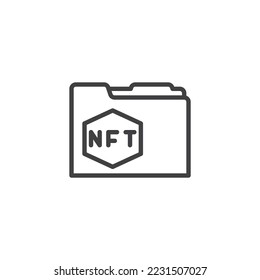 NFT folder line icon. linear style sign for mobile concept and web design. Non fungible token outline vector icon. Symbol, logo illustration. Vector graphics