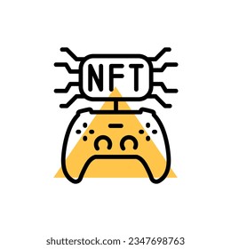 Nft gamefi color line icon. Digital crypto art. Outline pictogram for web page, mobile app, promo