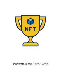 Icono de color Goblet de NFT - Signo de concepto de vector de la copa de trofeo Token no fungible 