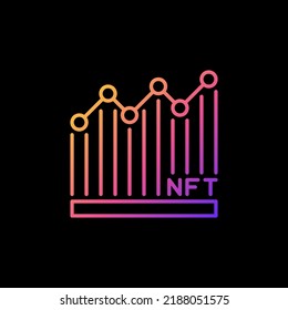 NFT Graph vector concept colorful outline icon. Non-Fungible Token Сhart symbol on dark background