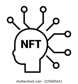 NFT in human head. Vector icon for graphical user interface.