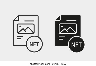 NFT icon. Black vector illustration isolated on white background for graphic and web design.