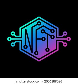 NFT icon, Non-Fungible Token logo design, Digital art marketplace, Cryptocurrency blockchain concept symbol, Vector illustration