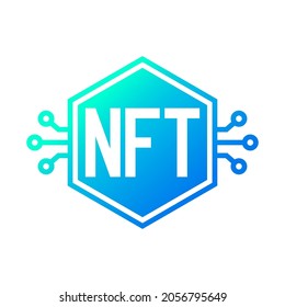 NFT icon, Non-Fungible Token logo design, Digital art marketplace, Cryptocurrency blockchain concept symbol, Vector illustration