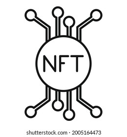 Nft icon outline vector. Token blockchain. Crypto fungible