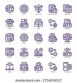 Pack de iconos Nft para tu Sitio web, móvil, presentación y diseño de logo. Diseño de color básico de la línea Nft Icon. Ilustración gráfica de Vector y trazo editable.