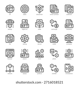 Nft Icon pack for your website, mobile, presentation, and logo design. Nft Icon outline design. Vector graphics illustration and editable stroke.
