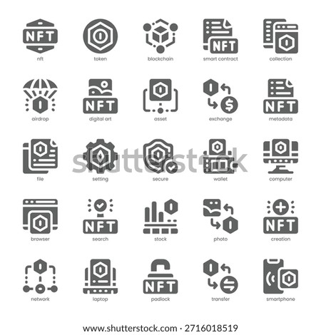 Nft Icon pack for your website, mobile, presentation, and logo design. Nft Icon solid design. Vector graphics illustration and editable stroke.