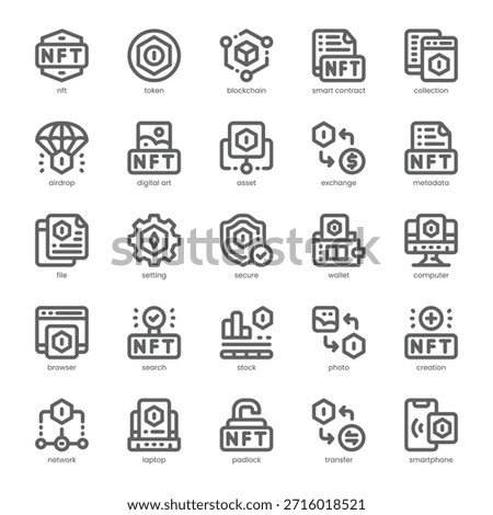 Nft Icon pack for your website, mobile, presentation, and logo design. Nft Icon outline design. Vector graphics illustration and editable stroke.