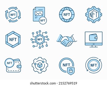 NFT Icon Set. Collection Of Payment, Crypto, Currency And More. Vector Illustration.