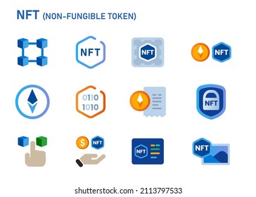 token no fungible del conjunto de iconos de NFT