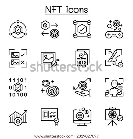 NFT icon set in thin line stlye