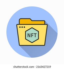 NFT Symbol. Einfache Illustration mit langem Schatten für Grafik- und Webdesign.