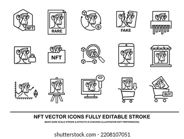 NFT icons vector editable stroke