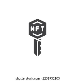 NFT and key vector icon. filled flat sign for mobile concept and web design. Non fungible token key glyph icon. Symbol, logo illustration. Vector graphics