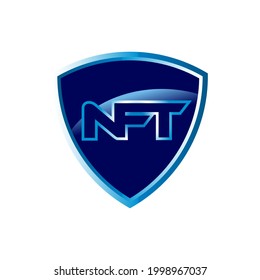 Diseño del logotipo de la letra NFT en escudo con fondo blanco en ilustrador, logotipo vectorial estilo moderno de superposición de tipos de letra del alfabeto. diseños de caligrafía para logotipo, afiche, invitación, etc.