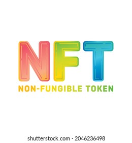 Logotipo NFT, Token no Fungible, Texto NFT, Signo NFT, Icono de vector Token no Fungible, Moneda Digital, Transacción De Arte Digital, Fondo De Ilustración