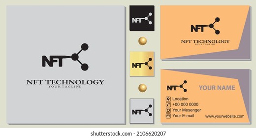 NFT logo premium template with elegant business card vector eps 10
