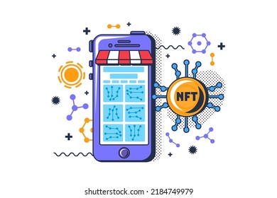 Nft market for buy digital file or service vector