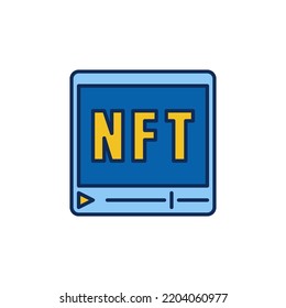 NFT Media colored icon. Non fungible Token Online Learning Video vector concept sign