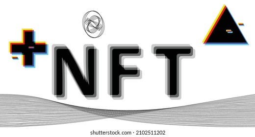 Nft . Modern crypto art background . Vector design composition with various geometric shapes . Abstract contemporary art . New modernism .