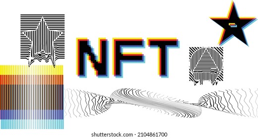 Nft . Modern crypto art background . Vector design logo . Abstract contemporary art . 