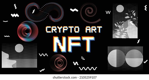 Nft . Modern crypto art background . Vector design logo . Abstract contemporary art . 