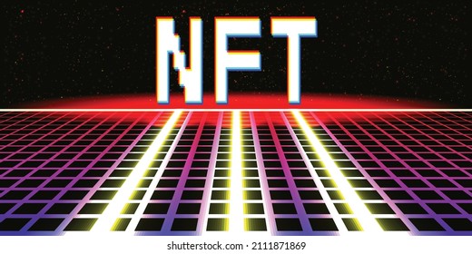 Nft . Modern crypto art background . Vector design logo . Abstract contemporary art . 