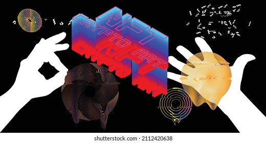 Nft . Modern crypto art background . Vector design logo . Abstract contemporary art . 